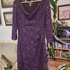 Lace, sequins, classy party dress by Ralph Lauren , size 12